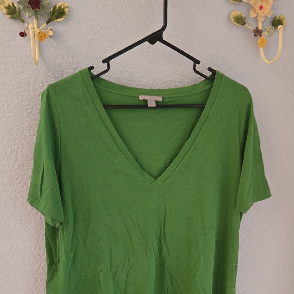 COS Green V-Neck Women's Top